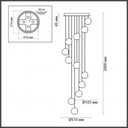 Odeon light 5085/60L L-VISION ODL25 золото/прозрачный/металл/акрил Люстра каскадная LED 60W 4000K 2800Лм JEMSTONE  - 2 купить